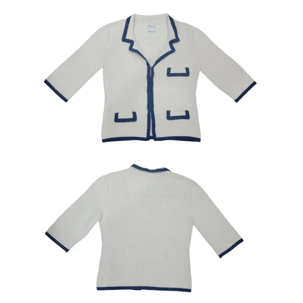 Red Valentino Woven Cardigan Blazer Cream Blue Knit Jacket Women’s XS - Picture 17 of 17